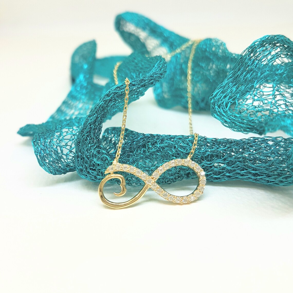 Infinity Necklace 14K Real Solid Gold Infinity Necklace for Etsy