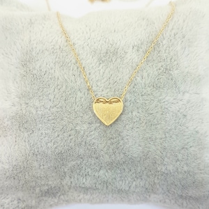 14K Real Solid Gold Heart Tiny Dainty Pendant Necklace , Best Birthday Gift for Women , Heart Necklace Gold , Minimalist Heart Necklace