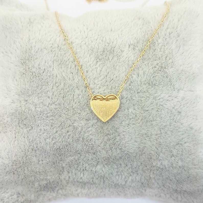 14K Real Solid Gold Heart Tiny Dainty Pendant Necklace , Best Birthday Gift for Women , Heart Necklace Gold , Minimalist Heart Necklace