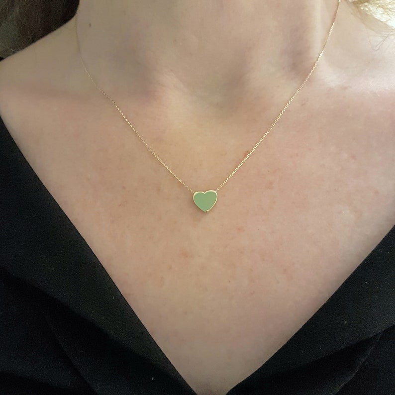 14K Real Solid Gold Heart Tiny Dainty Pendant Necklace , Best Birthday Gift for Women , Heart Necklace Gold , Minimalist Heart Necklace