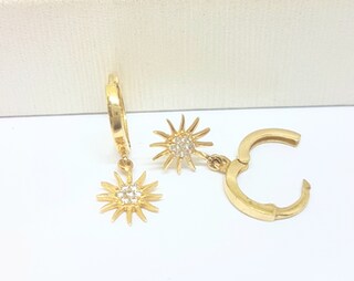 Orecchini A Cerchio Sole In Oro 14K - Minimal E Ipoallergenici - Gioiello Donna Kyerlyn