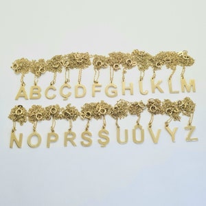 Colar inicial de ouro sólido real 14K para mulheres, colar de ouro personalizado personalizado, pingente inicial de charme, presente de Natal, presente de aniversário