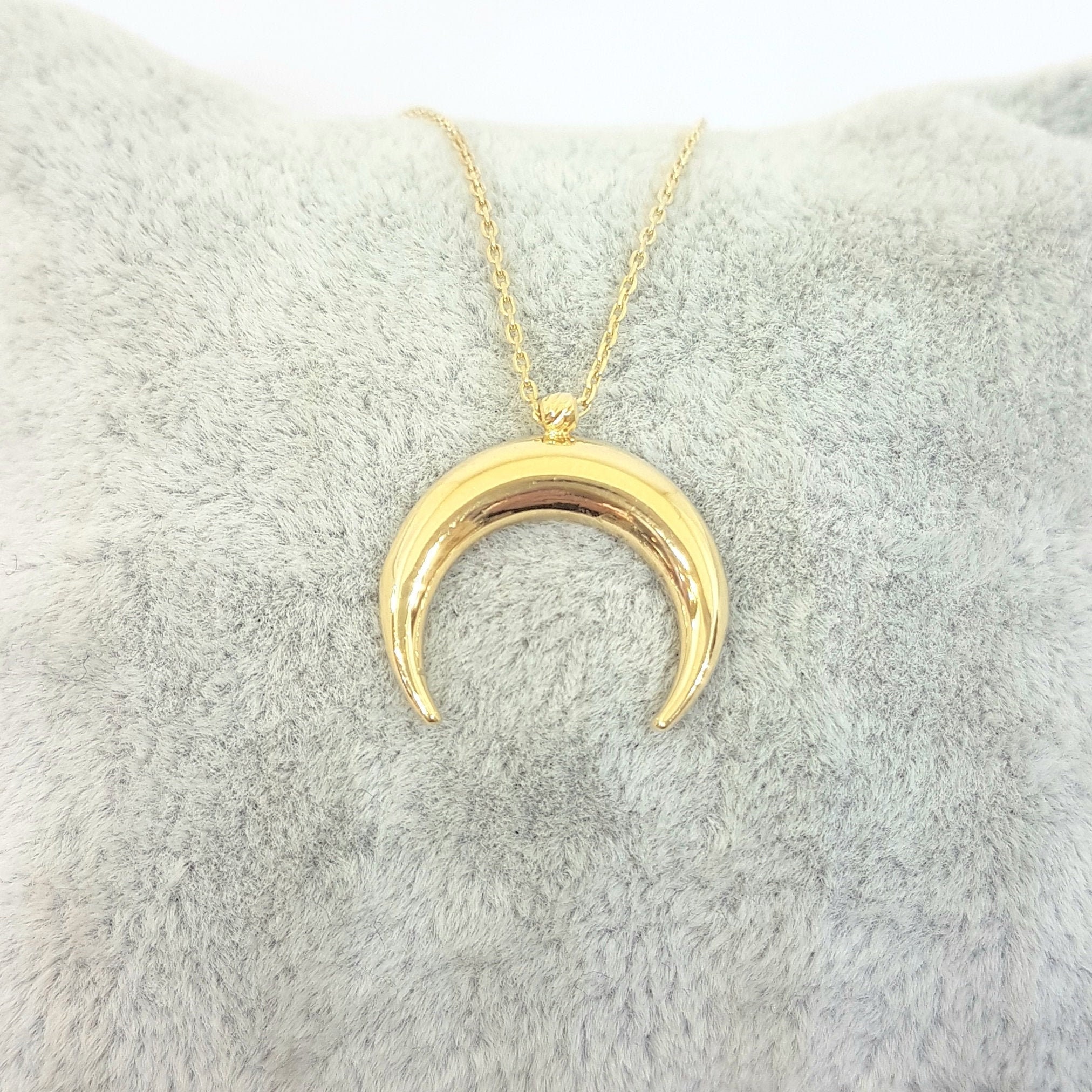 Buy Mini Crescent Moon Diamond Necklace in 14k Gold / Double Horn Diamond  Necklace / Graduation Gift / Gift for Mom Online in India - Etsy