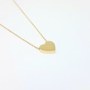 14K Real Solid Gold Heart Tiny Dainty Pendant Necklace , Best Birthday Gift for Women , Heart Necklace Gold , Minimalist Heart Necklace