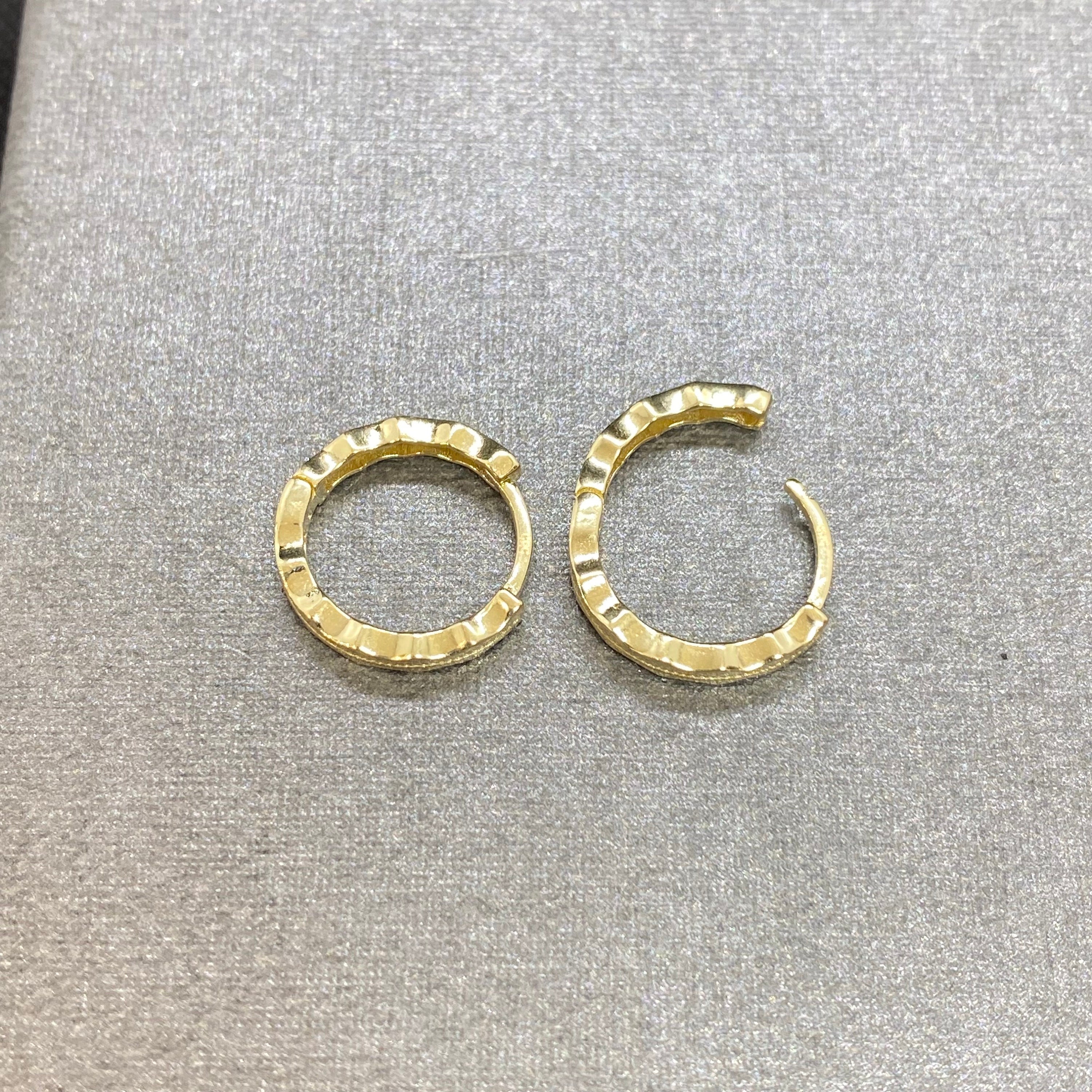 14K Solid Gold Engraved Hoop Earrings for Women , Gift for