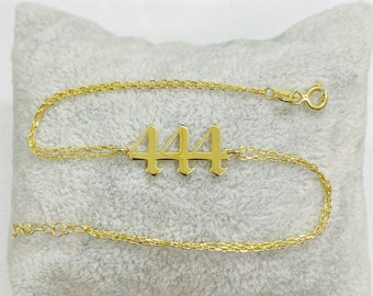 女性用エンジェルナンバーブレスレット、数秘術誕生年パーソナライズカスタムナンバー日付ブレスレット、14K純金ラッキースピリチュアルジュエリー