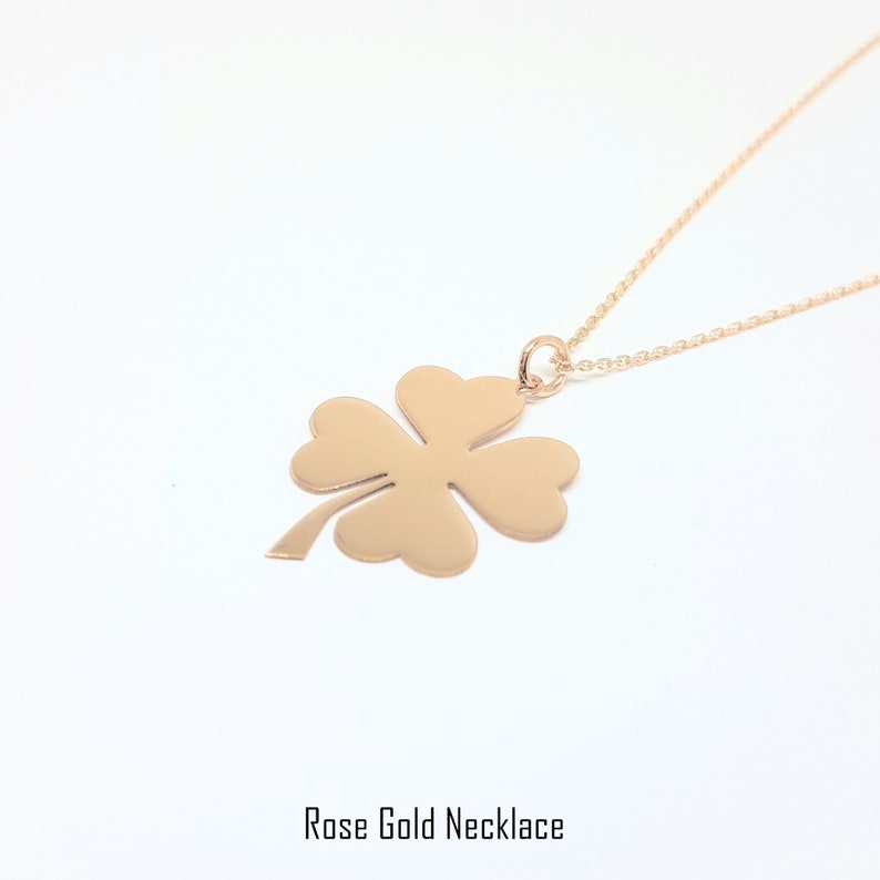 14K Real Solid Gold Four Leaf Clover Pendant Necklace for Women , Gift ...