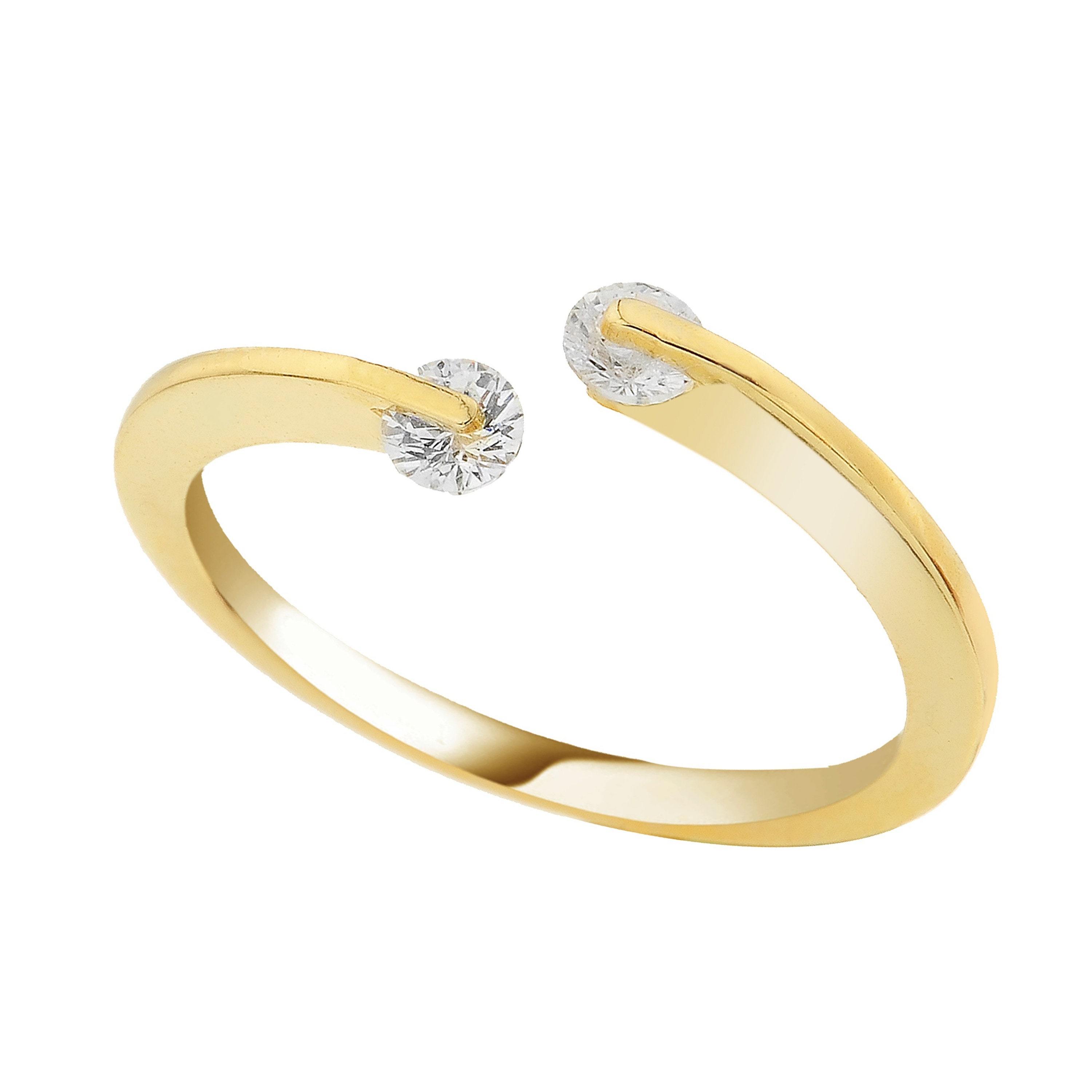 Gold Rings Open Rings 14K Real Solid Gold Open Ring for Women, CZ Open Ring , Minimalist Ring ...