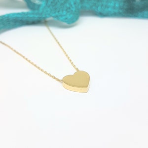14K Real Solid Gold Heart Tiny Dainty Pendant Necklace , Best Birthday Gift for Women , Heart Necklace Gold , Minimalist Heart Necklace