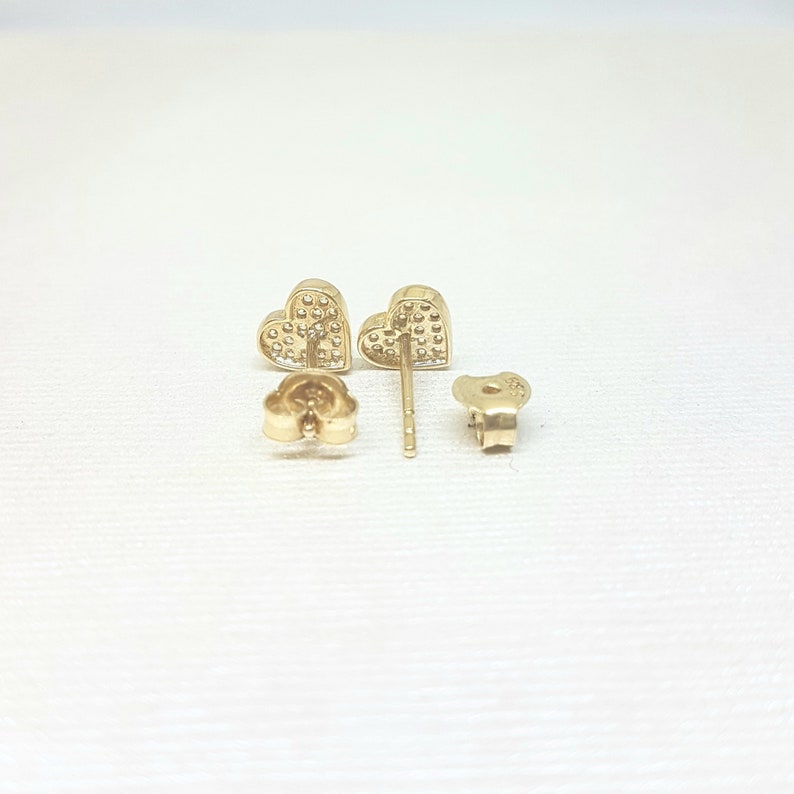 14K Real Solid Gold Heart Stud Earrings , Heart Stud Earrings Gold , CZ Heart Stud Earrings for Women , Heart Earrings Stud , Gift for Her