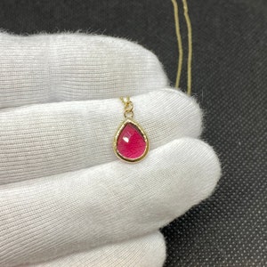 14K Solid Gold Ruby Birthstone Necklace for Women, Delicate Bezel Necklace, Ruby Necklace, July Birthstone, Mother&#39;s Day gift,Christmas Gift