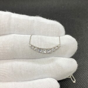 925K Sterling Silver Curved Bar Necklace for Women , CZ Bezel Sparkle Horizontal Sideways Necklace , Birthday Christmas Gift for mom