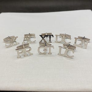 Gemelos con iniciales en plata de ley 925K, gemelos personalizados, regalo para padrinos de boda, gemelos personalizados, gemelos, gemelos para padre