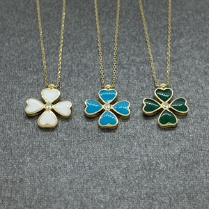 14K Solid Gold Four Leaf Clover Necklace for Women , Four Leaf Clover Pendant Gold , Christmas Gift , Birthday Gift for her ,St. Patrick Day