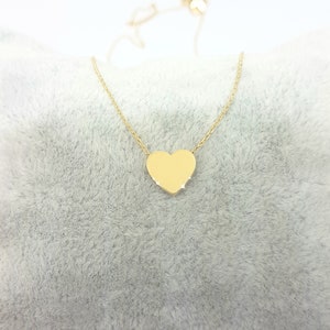 14K Real Solid Gold Heart Tiny Dainty Pendant Necklace , Best Birthday Gift for Women , Heart Necklace Gold , Minimalist Heart Necklace