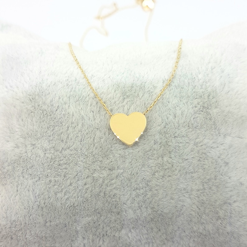 14K Real Solid Gold Heart Tiny Dainty Pendant Necklace , Best Birthday Gift for Women , Heart Necklace Gold , Minimalist Heart Necklace
