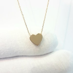 14K Real Solid Gold Heart Tiny Dainty Pendant Necklace , Best Birthday Gift for Women , Heart Necklace Gold , Minimalist Heart Necklace
