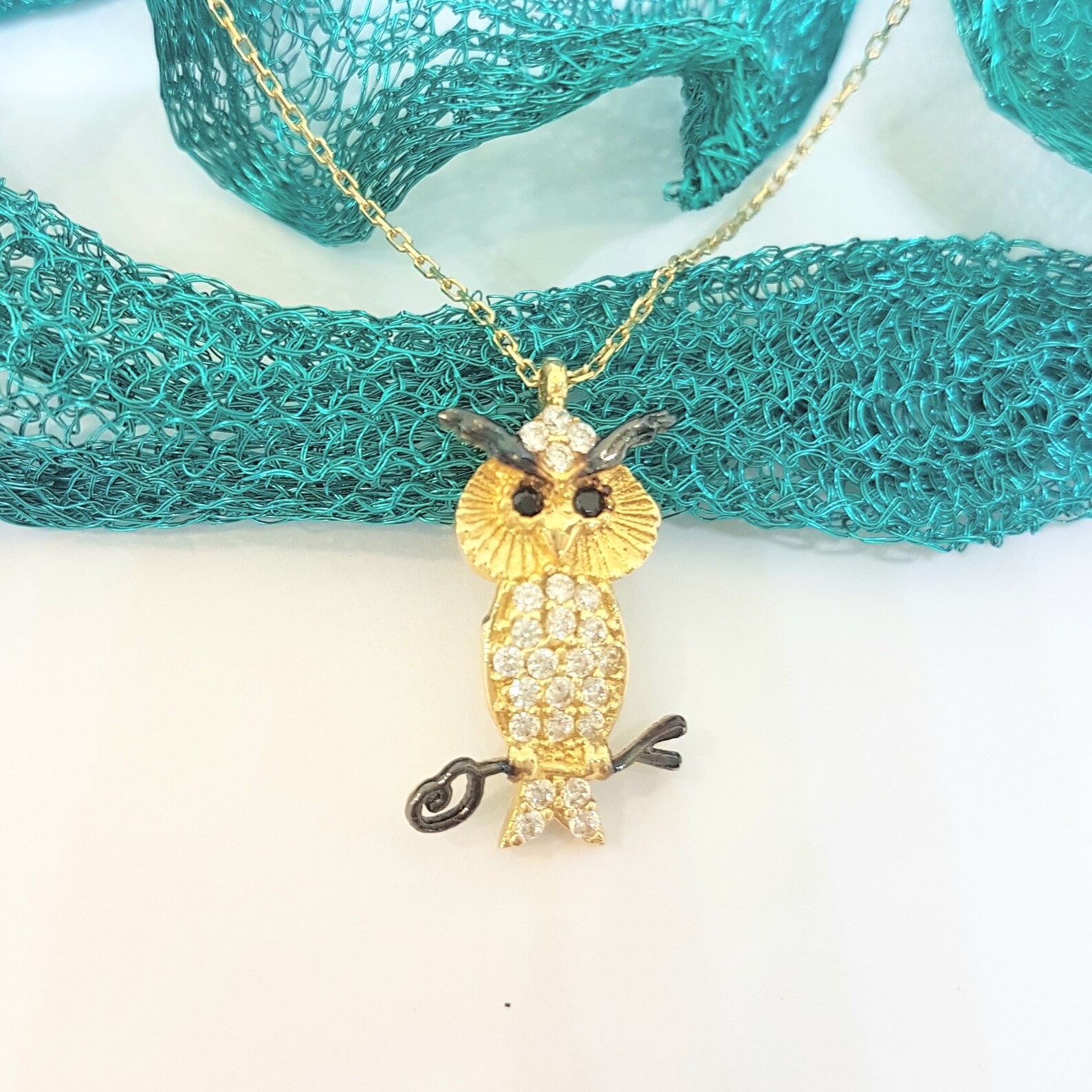 14K Real Solid Gold Owl Pendant Necklace for Women Owl Etsy