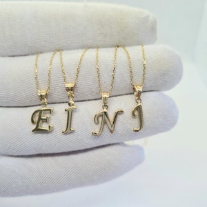 Pendentif lettre initiale en or massif 14 carats , collier initial personnalisé , collier pendentif initial , collier personnalisé , pendentif initial charme