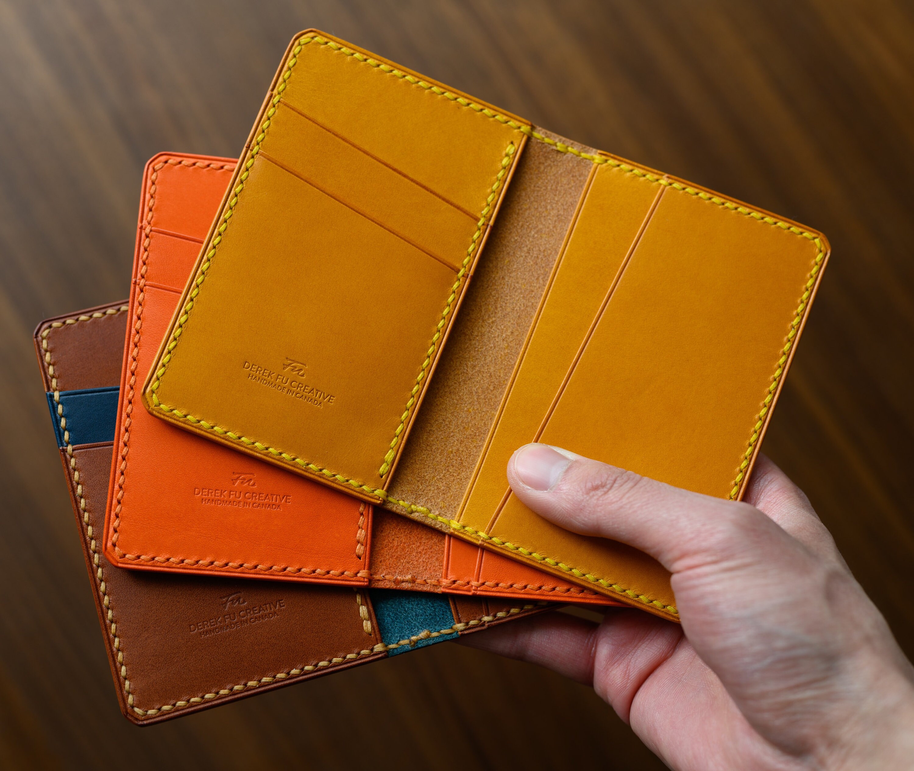 Handmade Leather Wallet in Yellow Bifold Wallet Minimalist Etsy