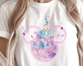 Castle Magic World Mouse Vacation, Disney Watercolor Castle Minnie T-Shirt, Fireworks Party Shirt, Sublimation Design, Magic Kingdom