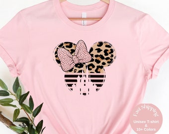 Leopard Minnie Mouse Shirt, Leopard Minnie Ears,Disney Minnie ,Minnie Castle T-shirt, Minnie Unisex Toddler Youth Shirt, Women Minnie Tee