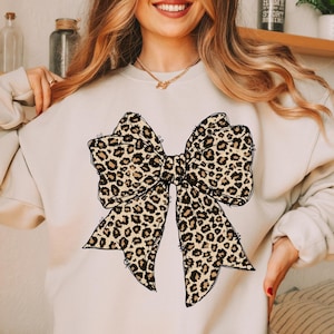 Leopard Bow Sweatshirt: Cheetah Print Women's Crewneck