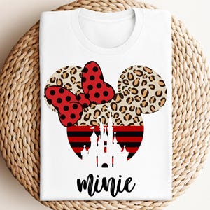 Leopard Minnie Ears Shirt, Minnie Head with Bow, Magic Kingdom Tee,  Minnie Gift for Her, Leopard Women Shirt, Disney Girls Trip, Minnie Tee