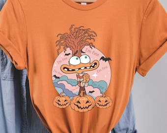 I'm Fine Anxiety Halloween Tee - Inside Out 2 Characters