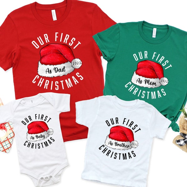 Our First Christmas,First Christmas Family Matching Shirts,First Christmas as dad,First Christmas as mom,as brother,Baby's first Christmas