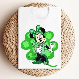 Disney Minnie Mouse Shamrock Shirt, Shamrock Minnie, Shamrock Shirt Kids, Minnie St Patricks, Clover Disney Shirt, Lucky Irish Shirt