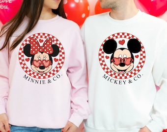 Mickey Minnie Valentine Shirt,Disney Valentine Sweatshirt,Valentine&#39;s Day hoodie, Disneyland Valentine Shirt, Couple Sweatshirt for Disney