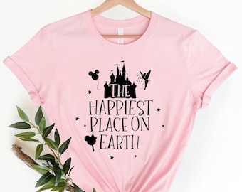 The Happiest Place On Earth Shirt, Disney Castle Tshirt , All Disney Characters in One Shirt ,Cute Disney T-shirt,Disney Family Matching Tee