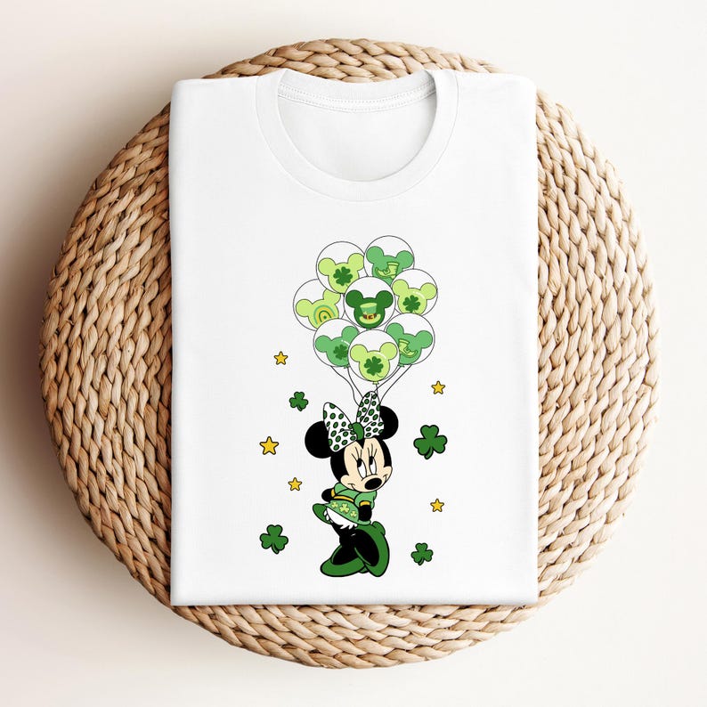 a mickey mouse shirt with shamrocks on it, Disney St. Patrick's Day Minnie Mouse Balloons