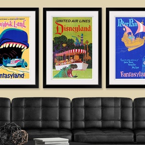 Pósteres de atracciones de Disneyland - Colección vintage (Storybook Land, Peter Pan, Jungle Cruise) 20 x 30, redimensionables. ¡Incluye obsequio gratuito por tiempo limitado!