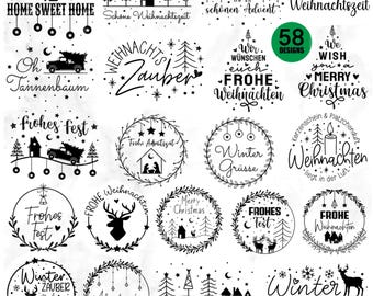 Plotterdatei Weihnachten svg bundle, Frohe Weihnachten, Schriftzüge Weihnachten deutsch, Herbst svg, Merry Christmas svg, Plotterdatei Haus