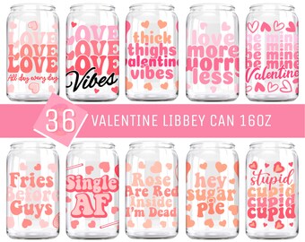Valentijnsdag Libbey blik SVG-bundel, hippe koffieglaswikkel (digitale download)