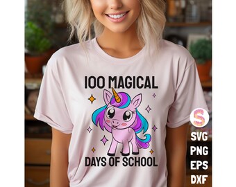 100 Days of School PNG, 100th Day of School PNG, 100 Days , Unicorn PNG ...