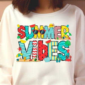 Summer Vibes png, Summer sublimation, Summer png, Retro Summer png, Doodle  Font Design, Digital Download, Women’s summer sublimation file