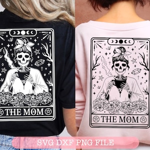 As cartas de tarô da mãe SVG, cartas de tarô svg, esqueleto png, cartas de tarô engraçadas svg, crânio tarô svg, espiritual png, místico svg, dia das mães svg