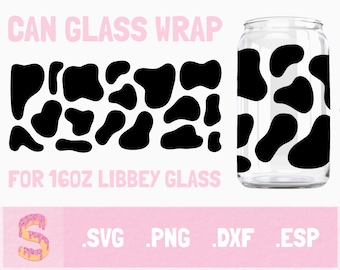 SVG-Datei mit Kuhmuster für Libbey-Biergläser (16 oz) (Digitaler Download)