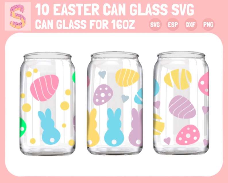 Easter Bunny Can Glass Wrap SVG Bundle, 16oz Libbey (digital Download ...