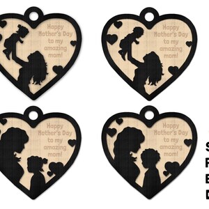 Mothers Day Svg, DIY 2 Layer Mothers Day Ornament Gift Boy and Girl craft SVG, dxf File Instant Download, wood craft, Mother’s Day gift