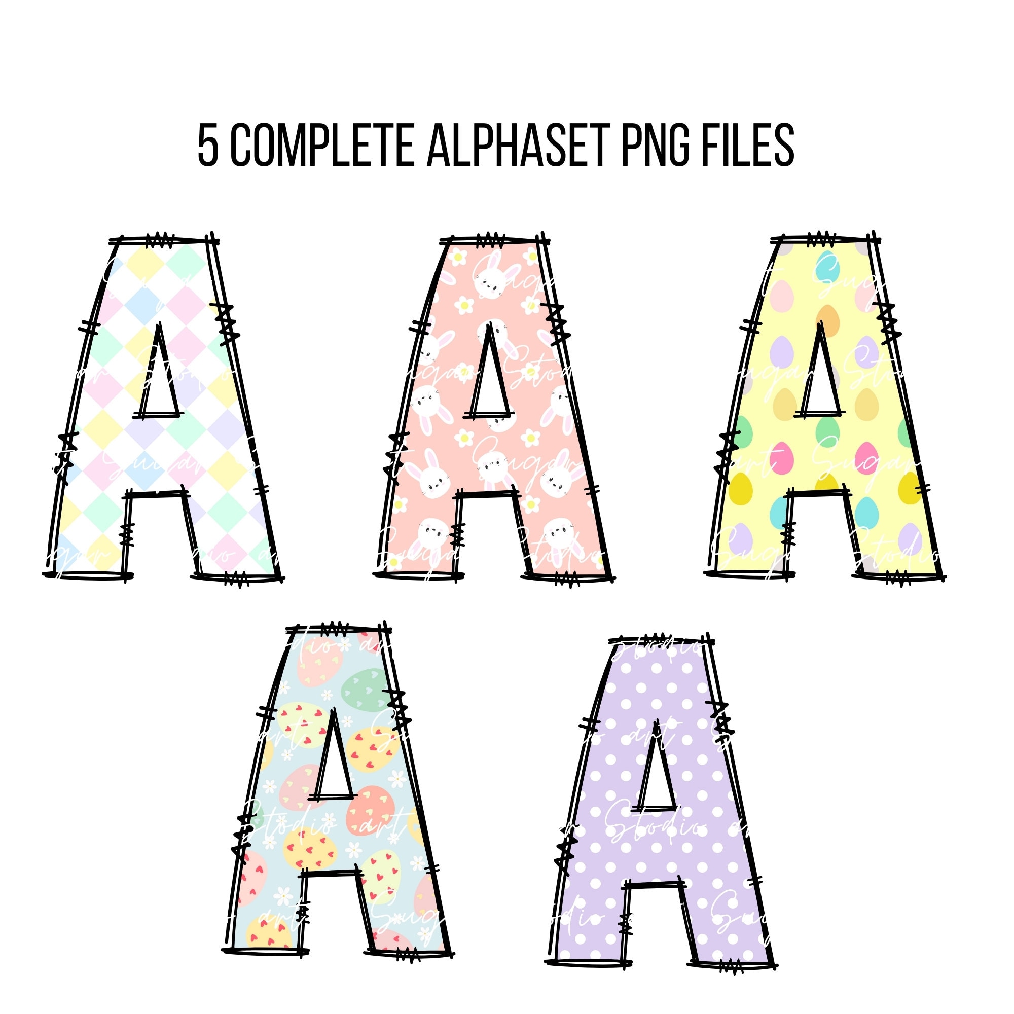 Letter Pattern Easter Pack 4 Easter Day Alphabet Letters PNG Bundle, Easter Clipart Png ...