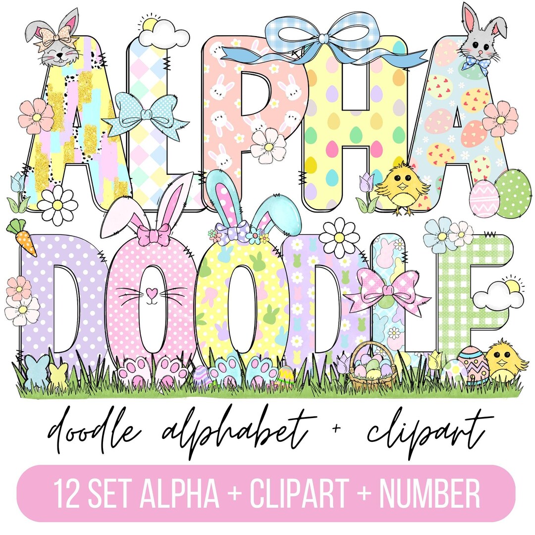Easter Day Alphabet Letters PNG Bundle, Easter Clipart Png, Bunny ...