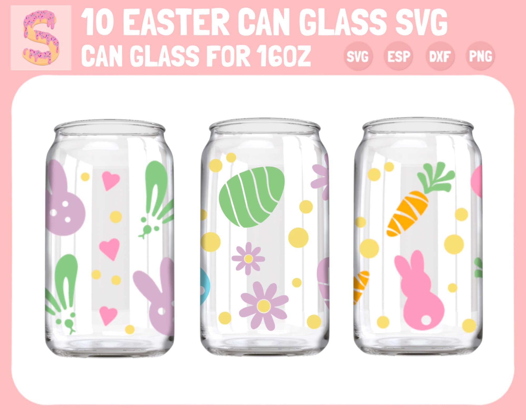Easter Bunny Can Glass Wrap SVG Bundle, 16oz Libbey (digital Download ...