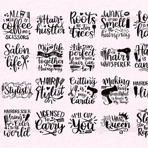 Hairdresser SVG Bundle Hand lettered, Hairdresser Svg, Hairstylist SVG, Hairdresser svg quotes, Funny quotes, Hairstylist Sayings, Salon Svg