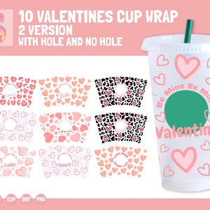 Valentines Cup Wrap Svg Bundle, 24oz Wrap svg, Valentines svg, Venti Cold Cup 24oz, Heart Drawn Svg, Love Svg, Heart Doodle, Cheetah, Cricut