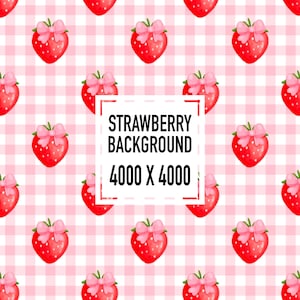Watercolor Strawberry Seamless Pattern, Pastel Strawberry Pattern, Daisy Paper, Digital Download, Boho Pattern, Commercial Use Digital Paper