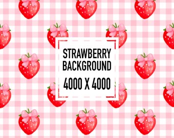 Watercolor Strawberry Seamless Pattern, Pastel Strawberry Pattern, Daisy Paper, Digital Download, Boho Pattern, Commercial Use Digital Paper